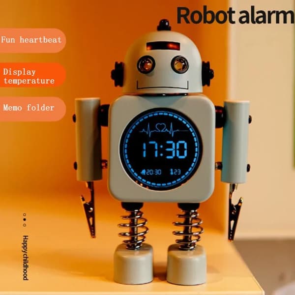 Robot Smart Digital Väckarklocka Temperaturdisplay Skrivbord