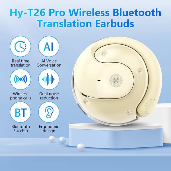 (Beige) Sprogoversettelseshovedtelefoner, trådløs Bluetooth