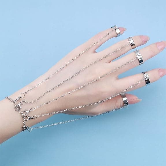 Boho Lagdelt Fingerring Armbånd Sølv Slavearmbånd Vint