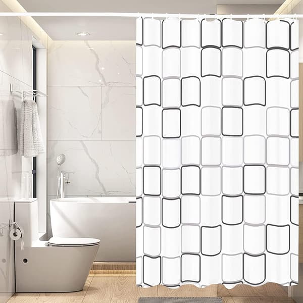 Duschdraperi vitt, mögelresistent, vattentätt, 12 krokar (180 x 180 cm)