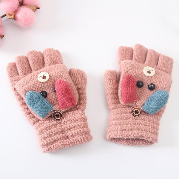 Par barnfingerlösa fliphandskar Unisex Söt Tecknad