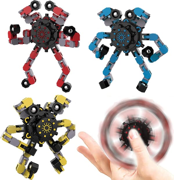 stk. Fidget Spinners, DIY Deformerbare Robot Fingerspidslegetøj, De