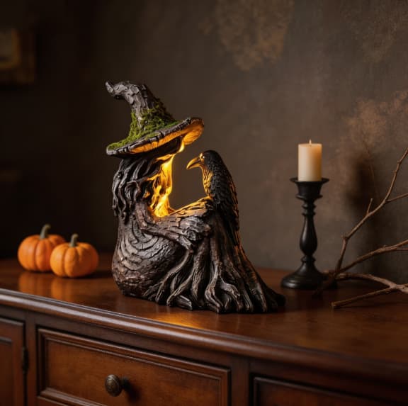 Lysende hekse- og kragefigur