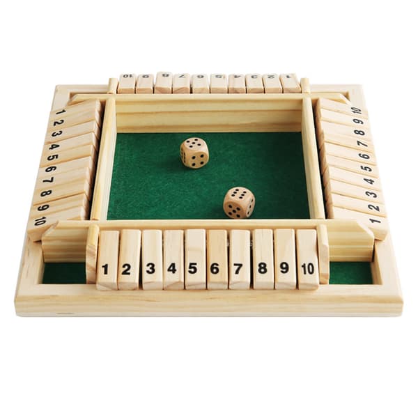 Træterningspil, klassisk brætspil, træspil med 2 terninger