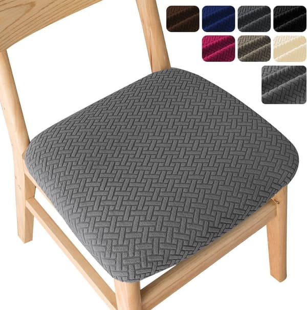 Stolsöverdrag för matsal, set om 6, stretch jacquard matstol
