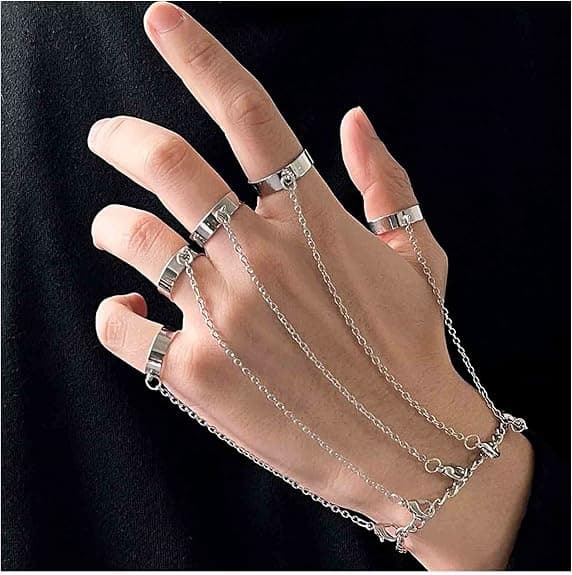 Boho Lagdelt Fingerring Armbånd Sølv Slavearmbånd Vint