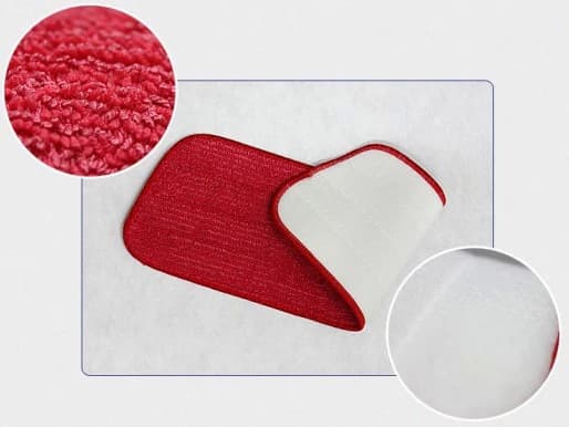 Mikrofibermopphuvuden (röd, blå, grön), våta och torra moppbytesdukar