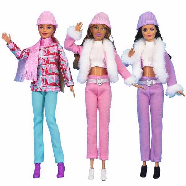 Barbie modekläder, 3 delar, 3 docktillbehör, för barn