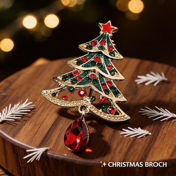Julgransformad corsage och söt brosch