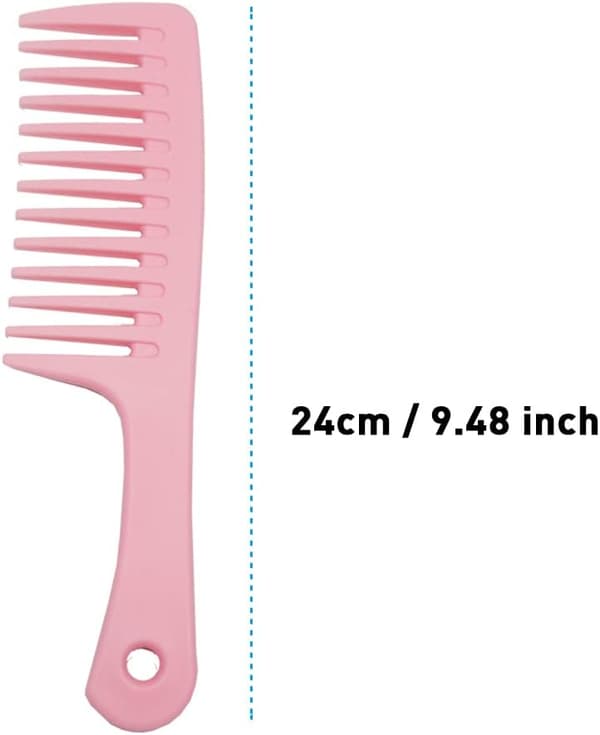 2 stk. hårkamme med brede tænder til mænd og kvinder, sort+pink