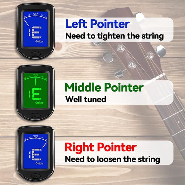 Gitarrstämmare Clip On, Digitala stämmare för gitarrtillbehör med plektrum, för akustisk gitarr, elgitarr,