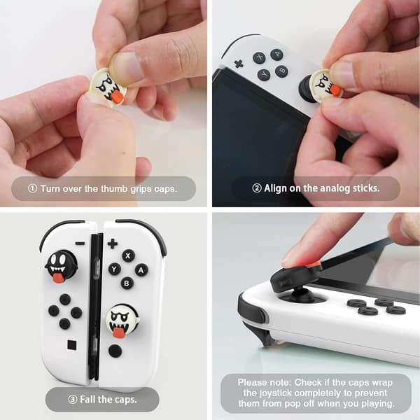 4 STK Switch Tommelfingergreb, Blødt Silikone Joystick Cover til Nintendo Switch/OLED/Switch Lite