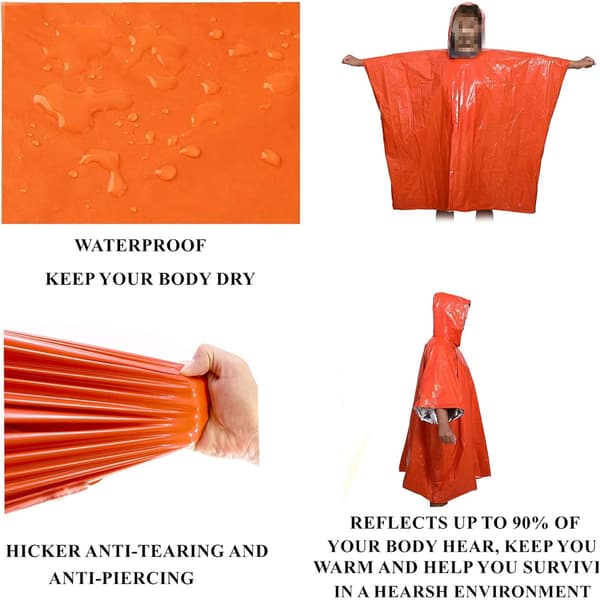 4-pack regnjackor för utomhusbruk, överlevnad, camping, vandring