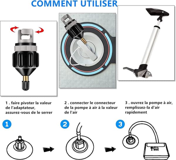 SUP Ventiladapter - 2 Stykker - Kompatibel med SUP, Kajak, R