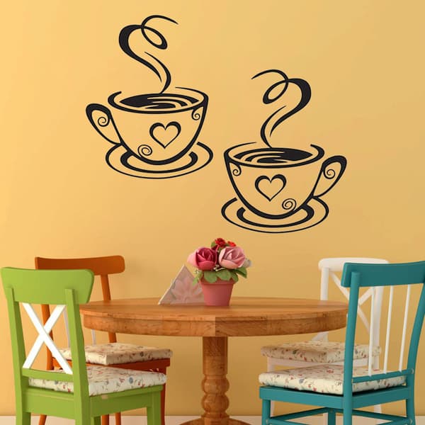 Väggdekorationer för café, te, kaffe, koppar, konst, vinyl, de