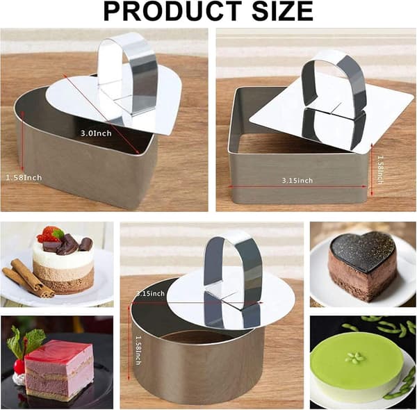 6 Stykker Kage Ring, Kageudstikker, Kageform, Rustfrit Stål Kage Ring Bage Mousseforme Dessertringe
