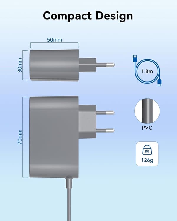 26.1V Oplader egnet til Dyson V6 V7 V8, Erstatningsoplader egnet til Dyson, Kabel 1.8 m