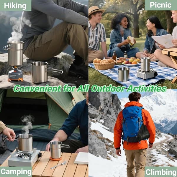 Vikbar Mugg - 304 Rostfritt Stål - 2 Delar - Camping Nödvändighet