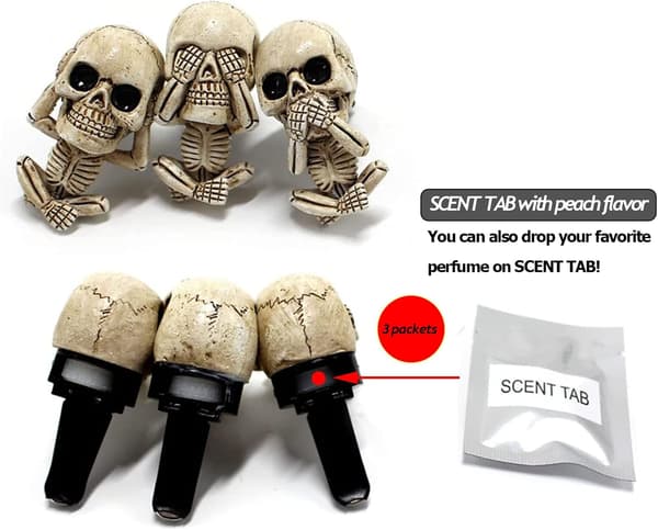 Biludluftningsclips Ond Kranie Trio Statue Ond Kranie Statue Auto Aromaterapi Diffuser Clips Kontor Hjem