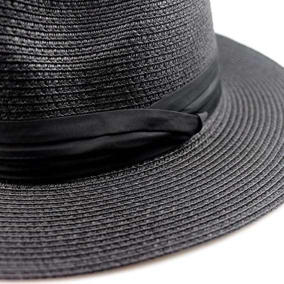 (Sort) Kvinder Mænd Stråhat Panama Hat Sommer Bred Skygge Solhat