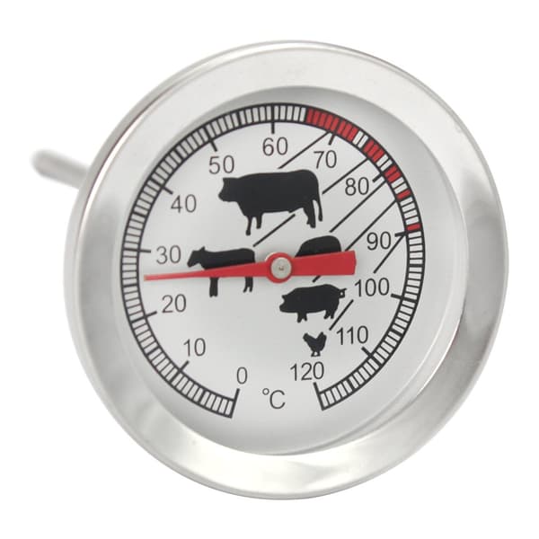2x stektermometer rostfritt stål - 10 cm (002 stycken)