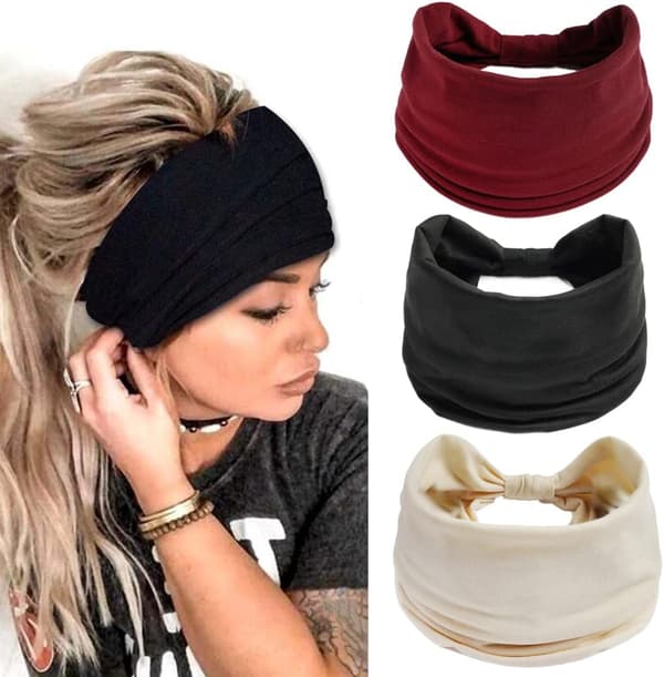3-pack bohemiska knutpannband yogastil enfärgad elastisk
