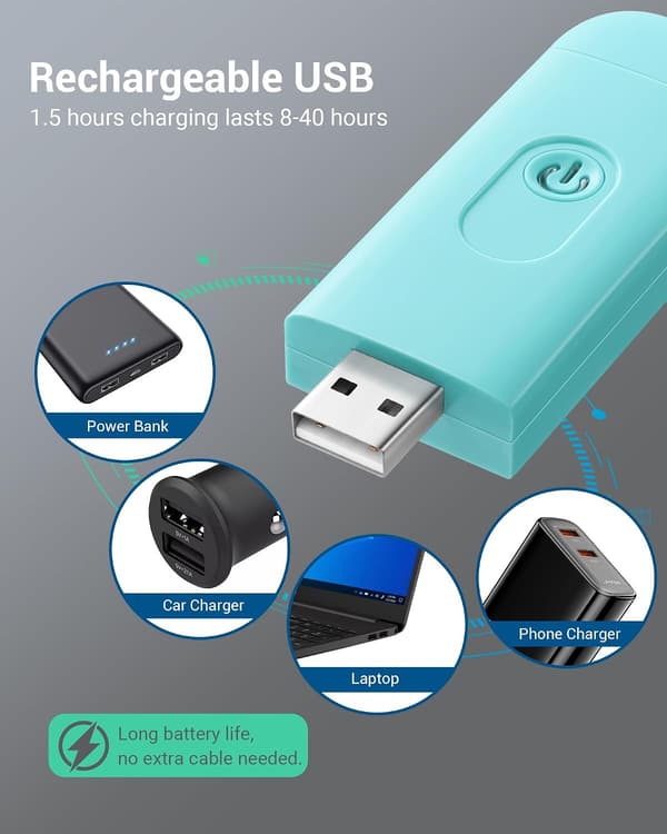 Bærbar USB Genopladelig LED Boglampe med Klips til Læsning-Blå