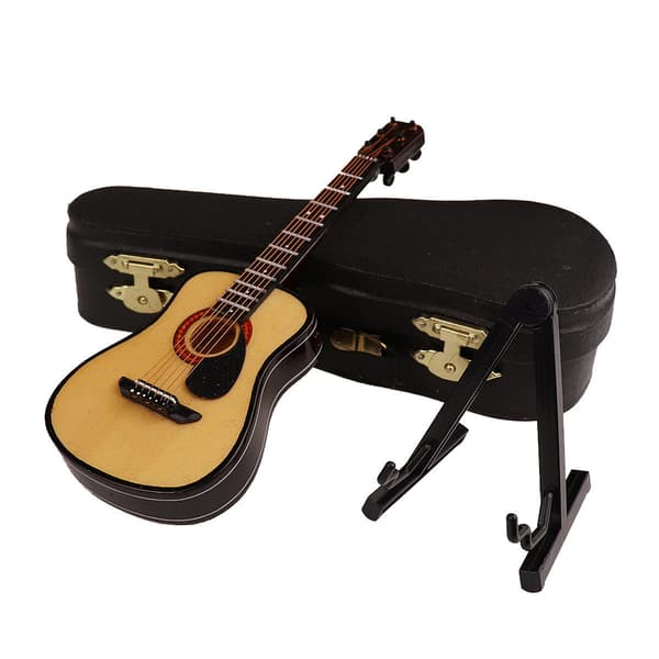 15 cm miniatyrgitarrprydnad i trä, mini-musikinstrument