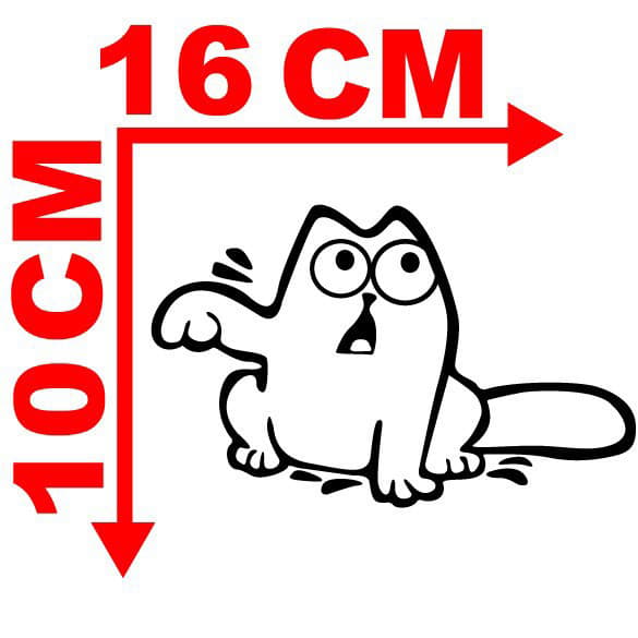 16*10 cm Kat og skål bilmærkat, flere farver