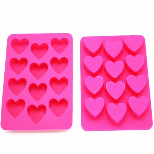 Silikone isterningebakke, hjerteformede isterningeforme, pink