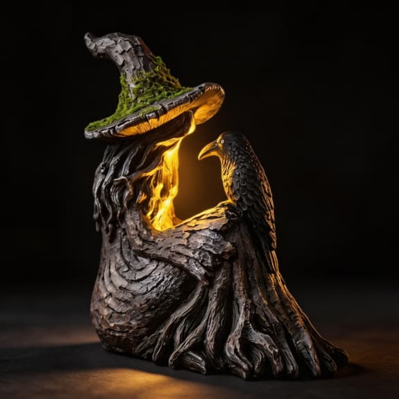 Lysende hekse- og kragefigur