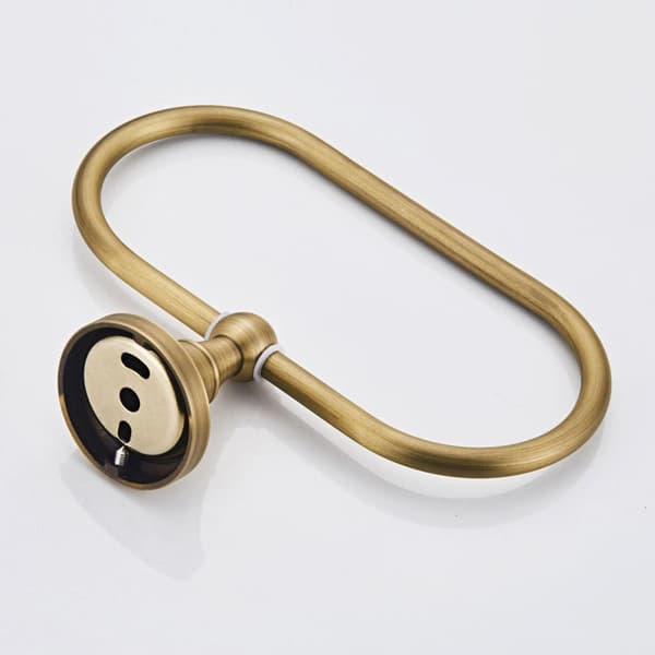 Diskhandduksring, borstad brons, oval handdukshållare i antik mässing