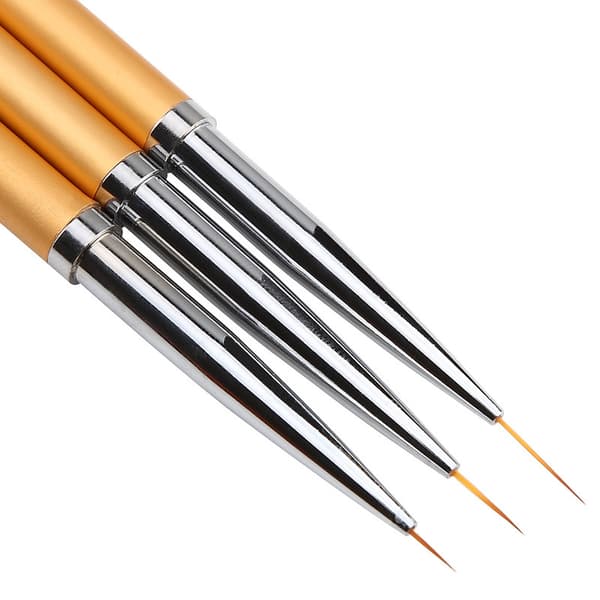 Nagelkonstpenselset, 3-delars nagelpenselkit för detaljer, lång