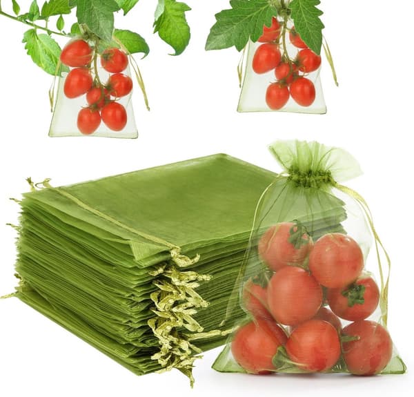 Fruktskyddspåsar - 100 stycken, 15×10 cm Fruktnät med dragsko