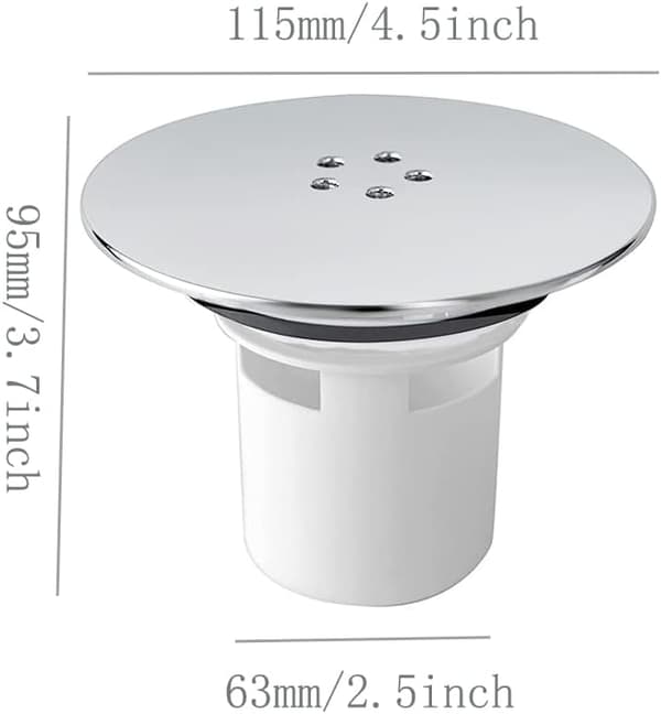 Bruseafløbsdæksel, kromtop / 90 mm afløb