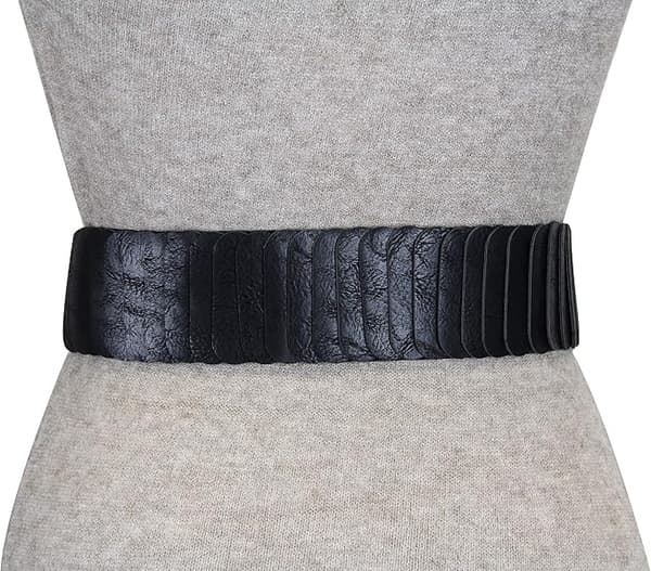 Elastisk bælte til kvinder, ca. 6 cm bredt med sølvringlås
