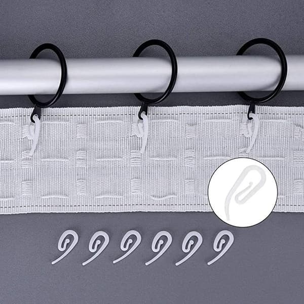 Krokar, gardintillbehör, PVC-krokar, 100 stycken