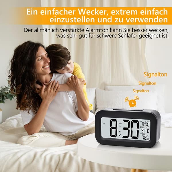 Väckarklocka, Liten Digital Väckarklocka, 5.1\" LCD-skärm med