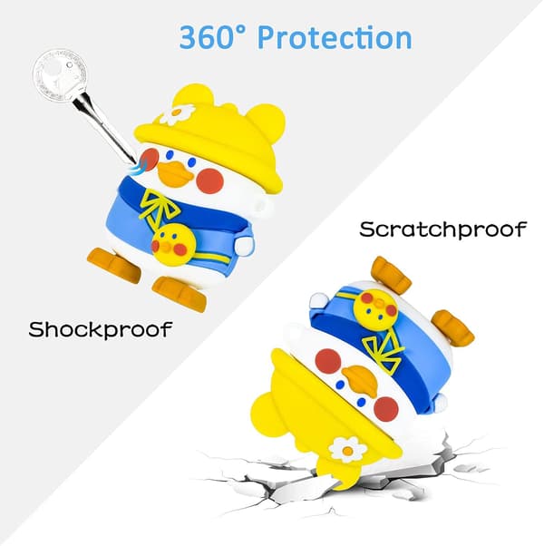 Fodral för Airpods 1 & 2, söt tecknad 3D silikon stötsäker
