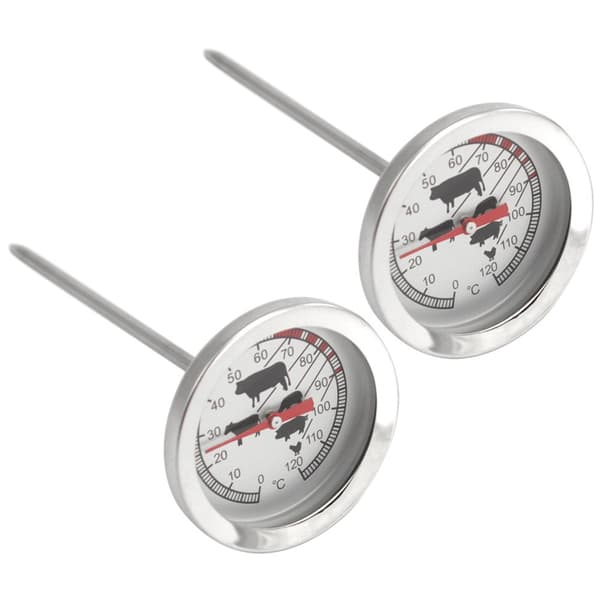 2x stektermometer rostfritt stål - 10 cm (002 stycken)