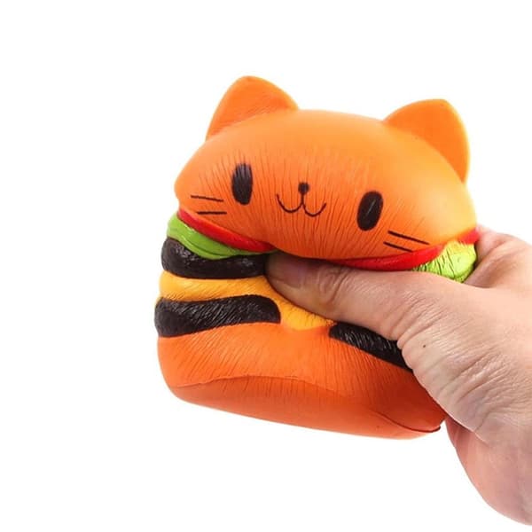 3-pack Hamburger Katt Mjuka Leksaker 3D Squishy Leksaker Stresslindring