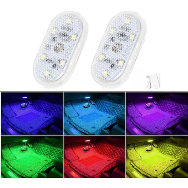 2 st bil LED-lampor interiör, 7 färger LED interiör bilbelysning