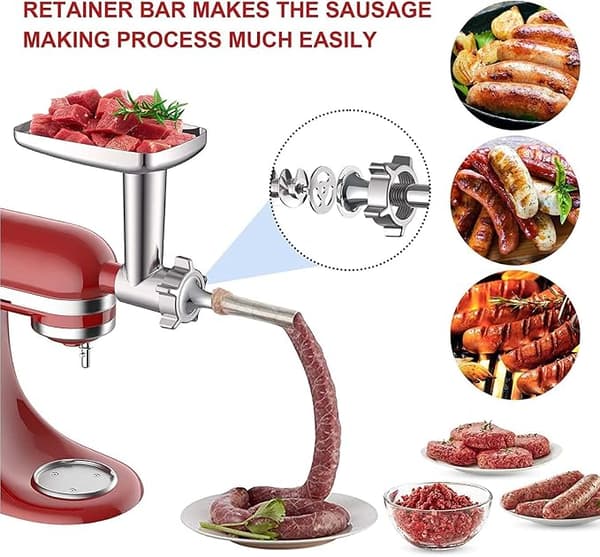 KitchenAid kødhakker tilbehør, KitchenAid kødhakker til foodprocessor, med 3 hakkeplader og 2