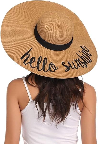 Dame Floppy Hat Stråhat Bred Skygge Solhat Åndbar En