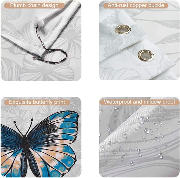 Vattentätt duschdraperi i polyester, duschdraperi