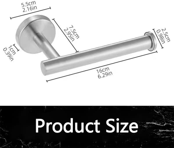 Toiletpapirholder - 16 cm - bor - rustfrit stål - børste