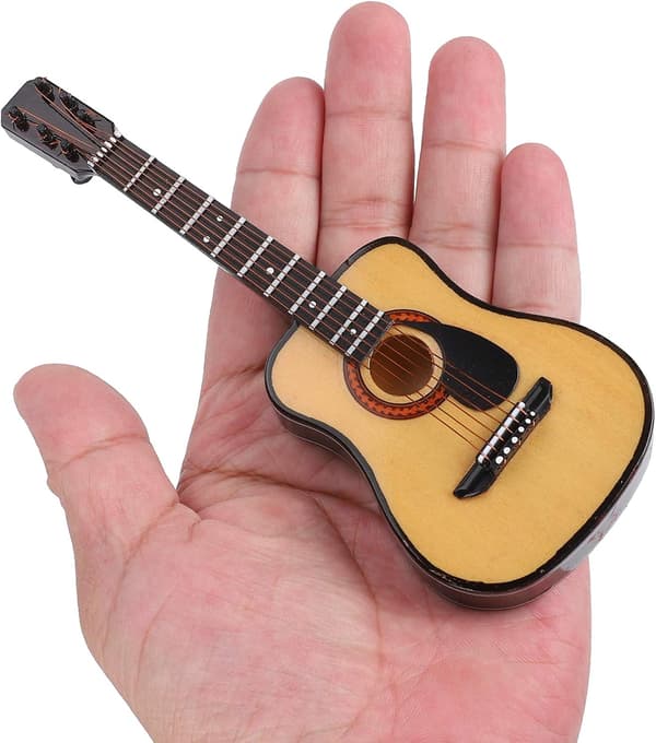 15 cm miniatyrgitarrprydnad i trä, mini-musikinstrument