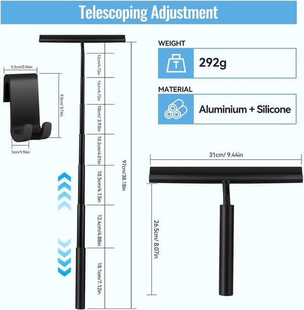 Suihkukaavin - Jatkuva 26-93 cm - ripustuskoukulla - W