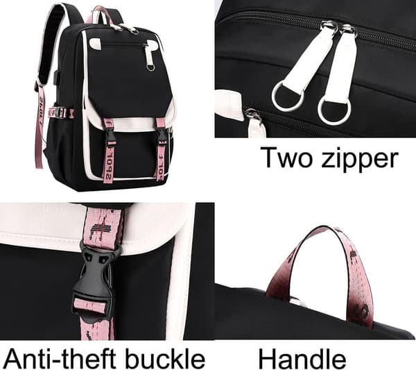 Studie rygsæk, rygsæk (21 liter, sort med pink)