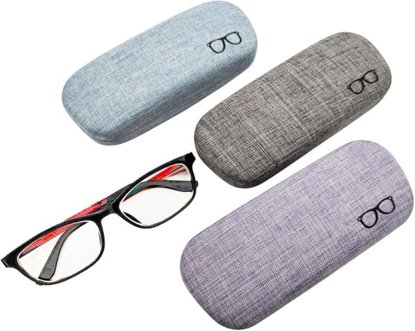 3-pack hårt linneglasögonfodral, stort glasögonfodral, koncist